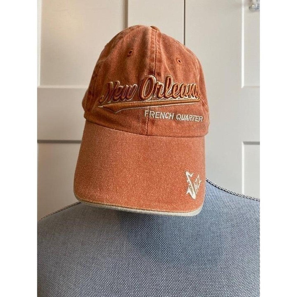 Hat New Orleans French Quarter BaseballCap Strapback Distressed Fall Orange s4